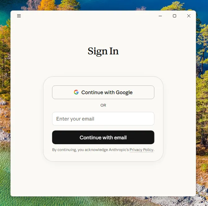 Claude Desktop 登录页面